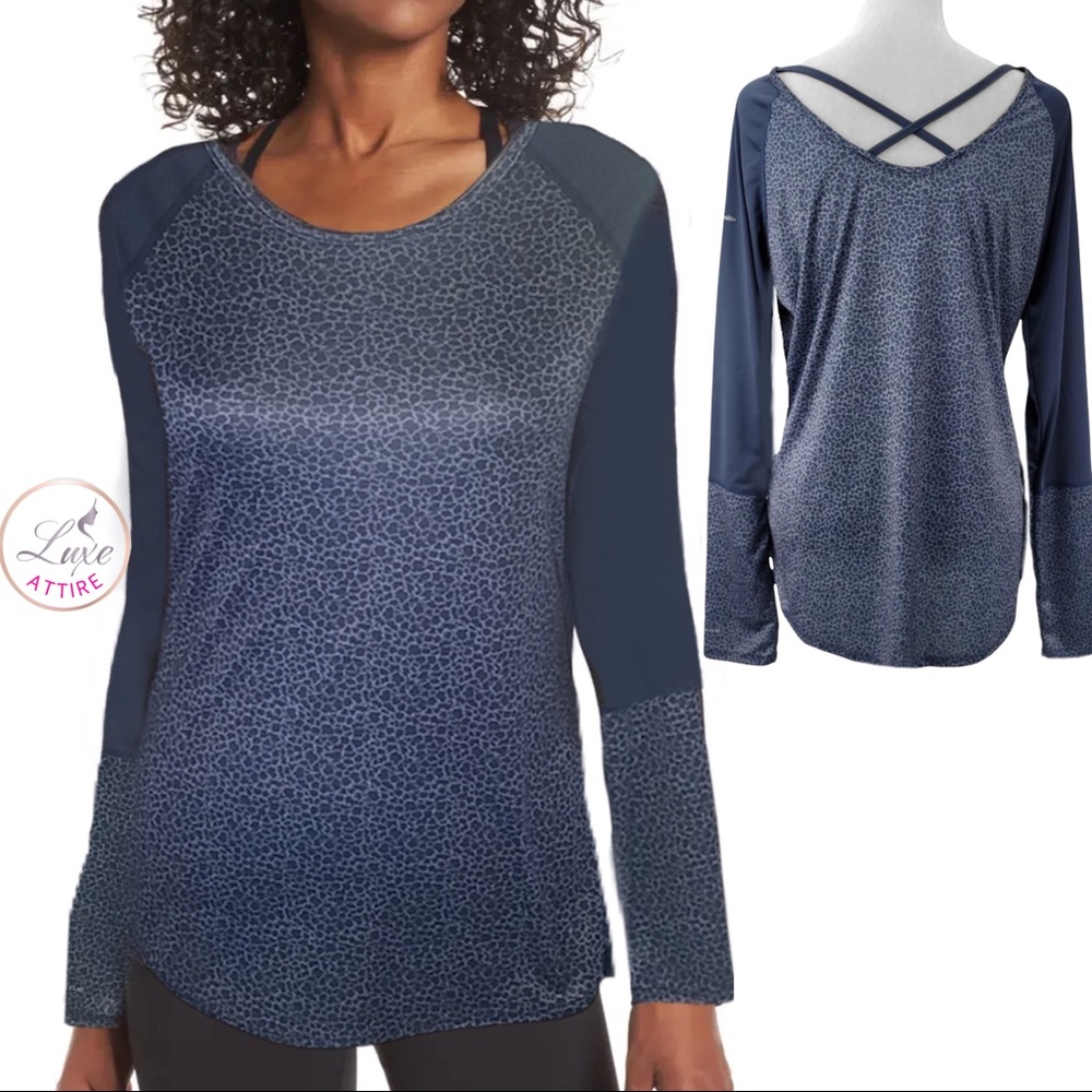 Columbia Top Whispering Lakes Omni Shade Long Long Sleeve Blue Grey